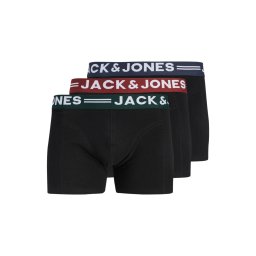 Jack & Jones Underwear barbati Set 3 perechi de boxeri, cu talie medie, SENSE, Negru (SELECTATI MARIMEA: XL)