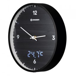 Ceas de perete Bresser MyTime LED 8020215CM3000, termometru, negru