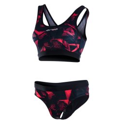 Orca - Costum de baie doua piese pentru Femei Bra & Bikini - print negru rosu