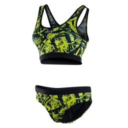 Orca - Costum de baie doua piese pentru Femei Bra & Bikini - print albastru royal verde lime