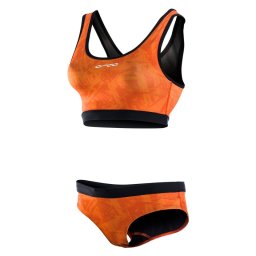 Orca - Costum de baie doua piese pentru Femei Bra & Bikini - print portocaliu negru