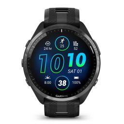 Garmin - Forerunner 965 ceas multisport cu GPS AMOLED - Ramă din titan DLC gri carbon cu carcasă neagră şi curea din silicon neagră/gri pudră