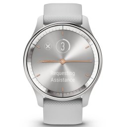 Garmin - vivomove Trend - Ramă Silver din oţel inoxidabil - carcasă Mist Grey - curea din silicon