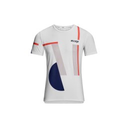 CEP - tricou tehnic - the run shirt round neck short sleeve v5 - white geometrics