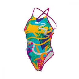 Z3R0D - Costum baie intreg femei one piece - rosu galben albastru Expressive Resort