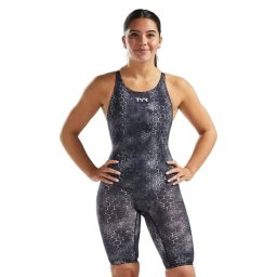 Costum înot întreg femei TYR Thresher Open Back Akurra - negru rezistent clor