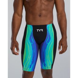 Jammer înot bărbați TYR Shockwave High Waist - lime/bleumarin tehnologie Kinetic Tape