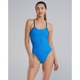 Costum înot întreg TYR LAPPED Cutoutfit - albastru 300+ ore rezistență clor