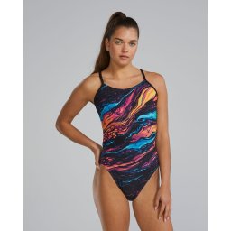 Costum înot întreg femei TYR Cutoutfit Magmata - auriu rainbow Durafast Elite