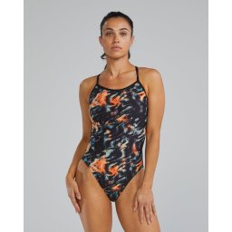 Costum înot întreg femei TYR Durafast Elite Trinityfit - portocaliu/bleu/negru rezistent clor