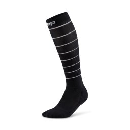 Șosete compresie înalte CEP Pro Run Reflective 2.0 femei - negru vizibilitate nocturnă