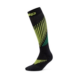 Șosete compresie înalte CEP Core Run Merino 3.0 - negru/lime lână merino