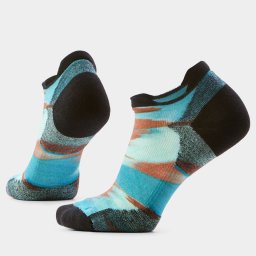Șosete Merino alergare Smartwool Run Brushed Print - albastru Nightfall Low Ankle Targeted Cushion