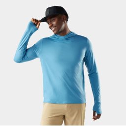 Hanorac Merino Smartwool Sun Hoodie - albastru Mineral Blue UPF 40+