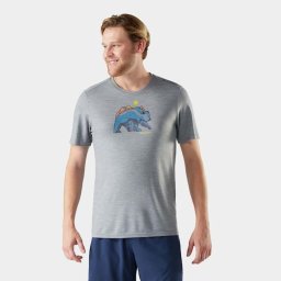 Tricou Merino sport Smartwool Bear Strata Active - gri deschis Light Gray Heather grafic urs
