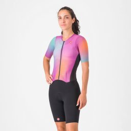 Castelli - costum triatlon cu maneca scurta - PR 2 W Speed Suit - negru portocaliu