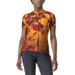 Castelli - tricou ciclism pentru femei, maneca scurta Unlimited Sentiero jersey - portocaliu visiniu barbaresco
