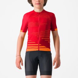 Castelli - tricou ciclism maneca scurta copii - Aero Kid Jersey - rosu portocaliu
