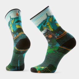 Șosete Merino hiking Smartwool Hike Trail Trekker Print - verde Winter Moss Crew Targeted Cushion
