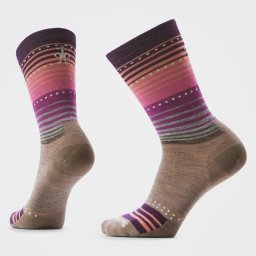 Șosete Merino casual Smartwool Everyday Stitch Stripe - bej Fossil Purple Crew