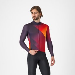 Tricou ciclism Castelli Amplify Thermal - mov/roșu/galben termoizolant