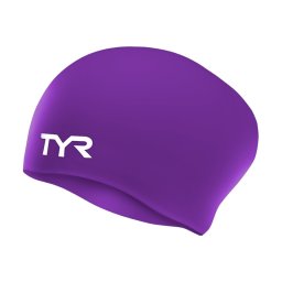 Cască înot silicon TYR Long Hair - mov Purple fără cute