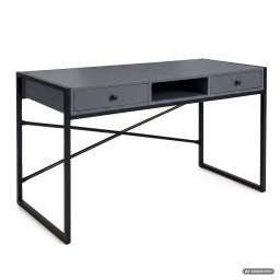 Birou industrial din MDF melaminat cu 2 sertare si raft, grafit, 123 cm