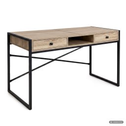 Birou industrial cu 2 sertare si raft, stejar Sonoma, 123x48x80,5 cm