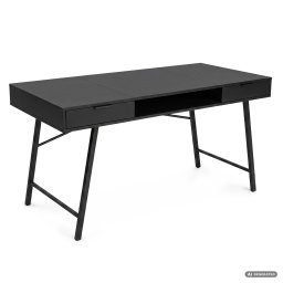 Birou industrial negru din MDF melaminat cu 2 sertare si raft, 120 cm