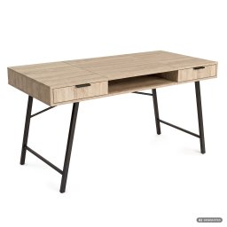 Birou industrial stejar Sonoma cu 2 sertare, raft si cadru metalic 120 cm