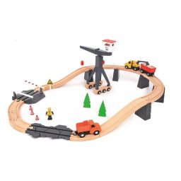 Set de construcție pentru suflet de copil: Tooky Toy Autostradă din lemn - 35 de piese.