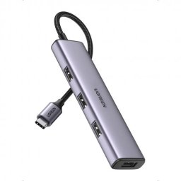 HUB extern Ugreen, "CM473" porturi USB: USB 3.0 x 4, conectare prin USB Type-C, aluminiu, lungime 20 cm, gri, "20841" (timbru verde 0.8 lei) - 6957303828418
