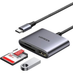 CARD READER extern Ugreen, "CM387" interfata USB Type-C, citeste/scrie: micro-SD/SD viteza pana la 480Mbps, 1 X USB 2.0, suporta carduri maxim 2 TB, aluminiu, gri "80798" (timbru verde 0.03 lei) - 6957303887989