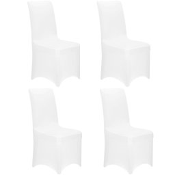 Set 4 huse pentru scaune de evenimente, marime universala, poliester si spandex, alb