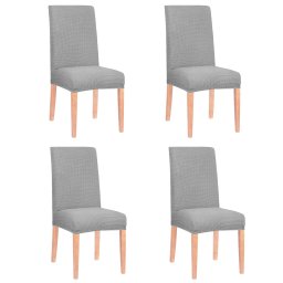 Set 4 huse universale pentru scaun, marime universala, poliester si spandex, 45 x 60 cm, gri cu carouri