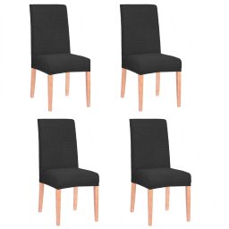 Set 4 huse universale pentru scaun, marime universala, poliester si spandex, 45 cm x 60 cm, negru