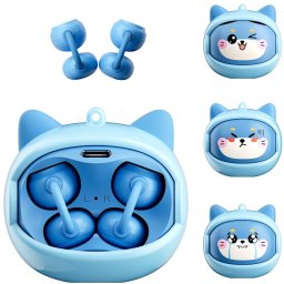 Casti Wireless Blackview AirBuds K1 IPX4 Waterproof Kids Open-Ear Clip-On Earbuds Built-In Lanyard Blue