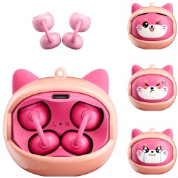 Casti Wireless Blackview AirBuds K1 IPX4 Waterproof Kids Open-Ear Clip-On Earbuds Built-In Lanyard Pink