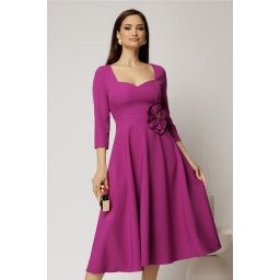 Rochie DY Fashion magenta de ocazie cu decolteu inima si detaliu pe talie