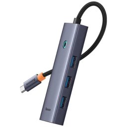 Multihub Baseus 5 in 1 UltraJoy Type-C la 1 x HDMI 4K30Hz si 4 x USB 3.0 Gri