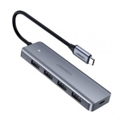 Hub USB Extern UGREEN USB 3.0 x 4 Conectare Prin USB Type-C Aluminiu Lungime 15cm Gri