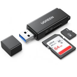 Cititor De Carduri Extern UGREEN Interfata USB 3.0 Citeste/Scrie: SD MicroSD Viteza Pana La 480Mbps Suporta Carduri Maxim 2TB Plastic Negru