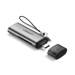 Cititor De Carduri Extern UGREEN Interfata USB Type-C Citeste/Scrie: SD Si TF MicroSD Viteza Pana La 5Gbps Suporta Carduri Maxim 512GB Plastic Gri