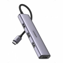 Hub USB UGREEN CM473 Extern USB 3.0 x4 USB Type-C Aluminiu 20cm Gri