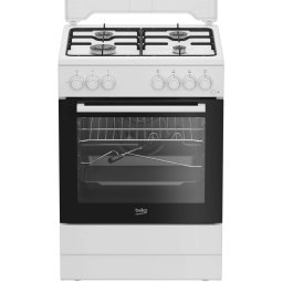 Aragaz Mixt Beko FBST62110DW 4 Arzatoare pe Gaz Aprindere Electrica Cuptor Electric 73L Grill Rotisor Iluminare Cuptor Timer Mecanic Clasa A Alb