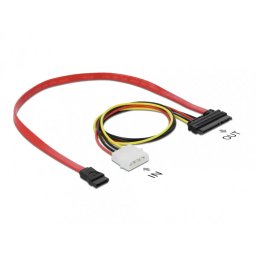 Cablu Date + Alimentare Delock SATA 7-pini SATA 22-pini Molex 4-pini 0.4m