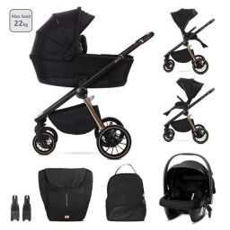 Carucior Set 3 in 1 Lorelli Bianca Prevazut cu Sistem Anti-Reflux pana la 22 Kg Negru