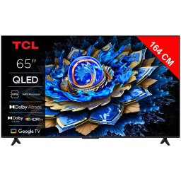 Televizor Smart QLED TCL Seria T69C 65Inch / 164CM Ultra HD 4K Google TV Clasa F Negru