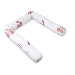 Aparatoare pentru Patut MimiNu Tip Rulou cu Husa Detasabila 180cm Bumbac Certificat Oeko Tex Standard 100 Design Betty Roz/Alb