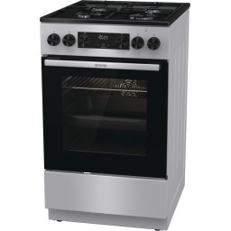 Aragaz Mixt Gorenje G600 GK5C60SJ 4 Arzatoare pe Gaz Cuptor Electric 62L AquaClean 50CM Clasa A Gri/Negru